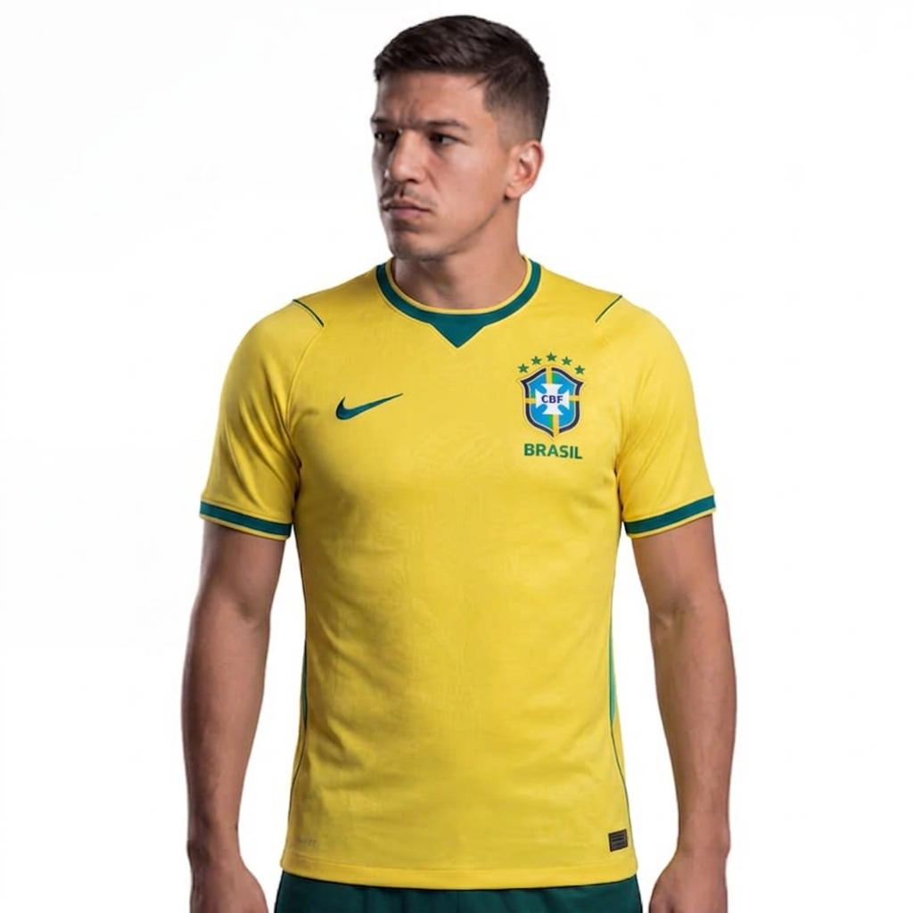 [OFERTA HOJE : Leve 3 pague 2] Camisa Brasil I 2026 Torcedor - Amarela/Azul