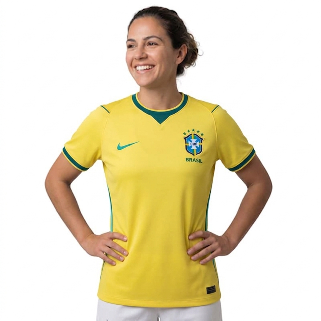 Camisa Brasil Feminina I 2026 - Amarela